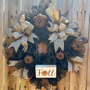 Handmade fall leopard wreath